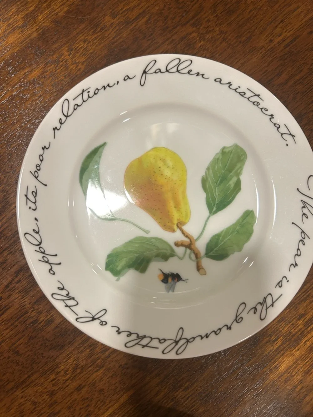 Williams Sonoma White Dessert Plates with Multicolor Fruit Illustrations